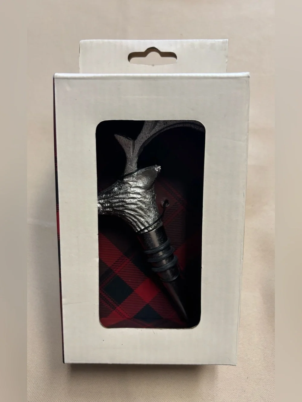 NEW Open Box Stag Elk Deer Bottle Wine Stopper Holiday Christmas Silver READ